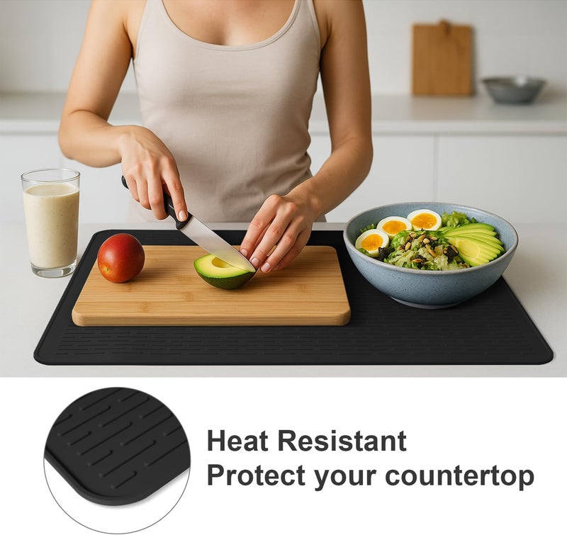 Anevna Stove Top Cover for Electric Stove- Range Covers for Electric Stove,Silicone XXL Dish Drying Mat, Glass Cooktop Covers, Flat RV Range top Mats (Black, 36"x21") - Image 3